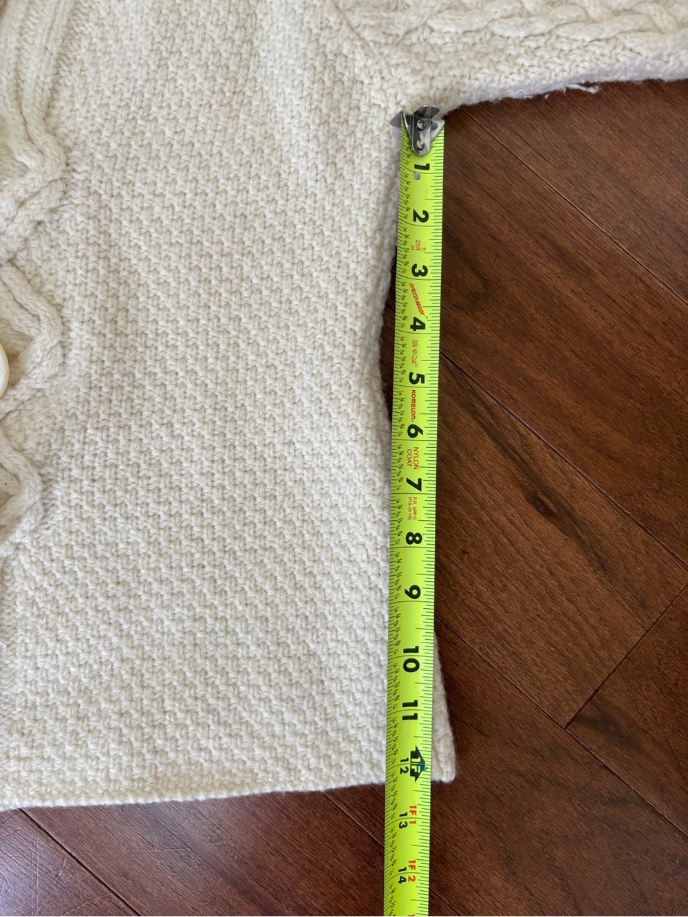 Aran Sweater Market Cream Cable Knit Shawl Collar Toggle Sweater - Picture 8 of 8